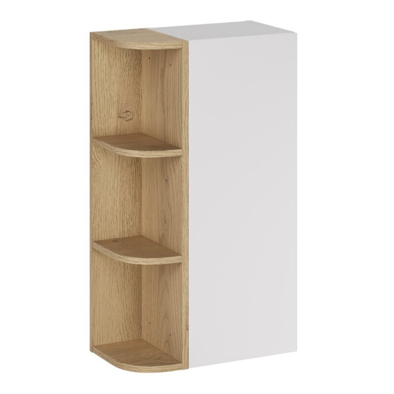 Set de mobilier cu semicoloana si raft Aster White, MDF, PAL melaminat, alb mat, H.80 cm, SET-ASW SP URSM