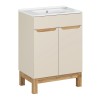 Set mobilier baie Bali Cashmere, MDF, PAL melaminat, cashmir mat/stejar wotan, lavoar Lava, L.60 cm, SET-BAC 60CM LAVA
