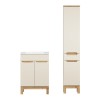 Set mobilier baie Bali Cashmere, MDF, PAL melaminat, cashmir mat/stejar wotan, L.60 cm, lavoar Lava, dulap inalt H.187 cm, SET-BAC 60CM LAVA HC