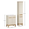 Set mobilier baie Bali Cashmere, MDF, PAL melaminat, cashmir mat/stejar wotan, L.60 cm, lavoar Lava, dulap inalt H.187 cm, SET-BAC 60CM LAVA HC