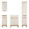 Set mobilier baie Bali Cashmere, MDF, PAL melaminat, cashmir mat/stejar wotan, lavoar Lava L.60 cm, dulap inalt H.187 cm, SET-BAC 60CM LAVA HC LC