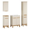 Set mobilier baie Bali Cashmere, MDF, PAL melaminat, cashmir mat/stejar wotan, lavoar Lava L.60 cm, dulap inalt H.187 cm, SET-BAC 60CM LAVA HC LC