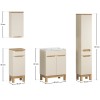 Set mobilier baie Bali Cashmere, MDF, PAL melaminat, cashmir mat/stejar wotan, lavoar Lava L.60 cm, dulap inalt H.187 cm, SET-BAC 60CM LAVA HC LC