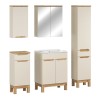 Set mobilier baie Bali Cashmere, MDF, PAL melaminat, cashmir mat/stejar wotan, L.60 cm, lavoar Lava, dulap inalt H.187 cm, SET-BAC 60CM LAVA HC MC
