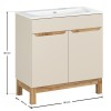 Set mobilier baie Bali Cashmere, MDF, PAL melaminat, cashmir mat/stejar wotan, lavoar Sky, L.80 cm, SET-BAC 80CM SKY