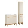Set mobilier baie Bali Cashmere, MDF, PAL melaminat, cashmir mat/stejar wotan, lavoar Sky, L.80 cm, dulap inalt h.187 cm, SET-BAC 80CM SKY HC