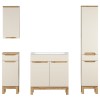 Set mobilier baie Bali Cashmere, MDF, PAL melaminat, cashmir mat/stejar wotan, lavoar Sky L.80 cm, dulap inalt H.187 cm, SET-BAC 80CM SKY HC LC