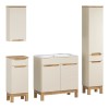 Set mobilier baie Bali Cashmere, MDF, PAL melaminat, cashmir mat/stejar wotan, lavoar Sky L.80 cm, dulap inalt H.187 cm, SET-BAC 80CM SKY HC LC