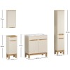 Set mobilier baie Bali Cashmere, MDF, PAL melaminat, cashmir mat/stejar wotan, lavoar Sky L.80 cm, dulap inalt H.187 cm, SET-BAC 80CM SKY HC LC