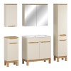 Set mobilier baie Bali Cashmere, MDF, PAL melaminat, cashmir mat/stejar wotan, L.80 cm, lavoar Sky, dulap inalt H.187 cm, SET-BAC 80CM SKY HC MC
