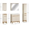 Set mobilier baie Bali Cashmere, MDF, PAL melaminat, cashmir mat/stejar wotan, L.80 cm, lavoar Sky, dulap inalt H.187 cm, SET-BAC 80CM SKY HC MC