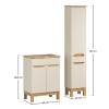 Set mobilier baie Bali Cashmere, MDF, PAL melaminat, cashmir mat/stejar wotan, blat natural wotan, L.60 cm, dulap inalt H.187 cm, SET-BAC B NAT WOTAN 60CM HC