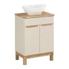 Set mobilier baie Bali Cashmere, MDF, PAL melaminat, cashmir mat/stejar wotan, blat natural wotan, L.60 cm, lavoar Lola, SET-BAC B NAT WOTAN 60CM UN LOLA