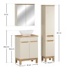 Set mobilier baie Bali Cashmere, MDF, PAL melaminat, cashmir mat/stejar wotan, blat natural wotan, L.60 cm, lavoar Lola, dulap inalt H.187 cm, SET-BAC B NAT WOTAN 60CM UN LOLA HC MC