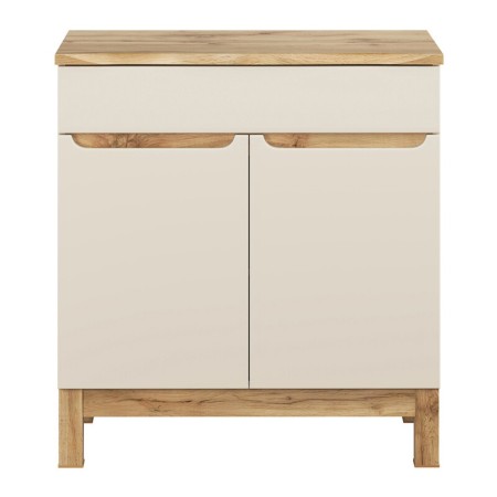 Set mobilier baie Bali Cashmere, MDF, PAL melaminat, cashmir mat/stejar wotan, blat natural wotan, L.80 cm, SET-BAC B NAT WOTAN 80CM