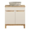 Set mobilier baie Bali Cashmere, MDF, PAL melaminat, cashmir mat/stejar wotan, blat natural wotan, L.80 cm, lavoar Anna, SET-BAC B NAT WOTAN 80CM UN ANNA