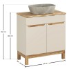 Set mobilier baie Bali Cashmere, MDF, PAL melaminat, cashmir mat/stejar wotan, blat natural wotan, L.80 cm, lavoar Anna, SET-BAC B NAT WOTAN 80CM UN ANNA