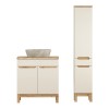Set mobilier baie Bali Cashmere, MDF, PAL melaminat, cashmir mat/stejar wotan, blat natural wotan, L.60 cm, lavoar Anna, dulap inalt H.187 cm, SET-BAC B NAT WOTAN 80CM UN ANNA HC