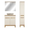Set mobilier baie Bali Cashmere, MDF, PAL melaminat, cashmir mat/stejar wotan, blat natural wotan, L.80 cm, lavoar Anna, dulap inalt H.187 cm, SET-BAC B NAT WOTAN 80CM UN ANNA HC MC