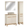 Set mobilier baie Bali Cashmere, MDF, PAL melaminat, cashmir mat/stejar wotan, blat natural wotan, L.80 cm, lavoar Anna, dulap inalt H.187 cm, SET-BAC B NAT WOTAN 80CM UN ANNA HC MC