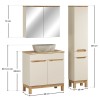 Set mobilier baie Bali Cashmere, MDF, PAL melaminat, cashmir mat/stejar wotan, blat natural wotan, L.80 cm, lavoar Anna, dulap inalt H.187 cm, SET-BAC B NAT WOTAN 80CM UN ANNA HC MC
