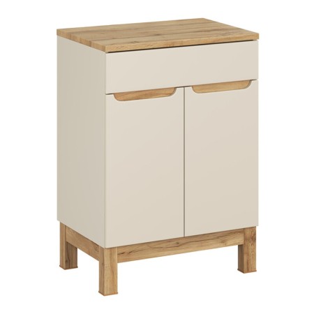 Set mobilier baie Bali Cashmere, MDF, PAL melaminat, cashmir mat/stejar wotan, blat stejar wotan, L.60 cm, SET-BAC B WOTAN 60CM