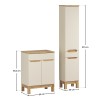 Set mobilier baie Bali Cashmere, MDF, PAL melaminat, cashmir mat/stejar wotan, blat stejar wotan, L.60 cm, dulap inalt H.187 cm, SET-BAC B WOTAN 60CM HC