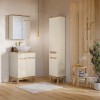 Set mobilier baie Bali Cashmere, MDF, PAL melaminat, cashmir mat/stejar wotan, blat stejar wotan, L.60 cm, dulap inalt H.187 cm, SET-BAC B WOTAN 60CM HC
