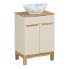 Set mobilier baie Bali Cashmere, MDF, PAL melaminat, cashmir mat/stejar wotan, blat natural wotan, L.60 cm, lavoar Pati, SET-BAC B WOTAN 60CM UN PATI