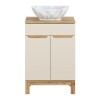 Set mobilier baie Bali Cashmere, MDF, PAL melaminat, cashmir mat/stejar wotan, blat natural wotan, L.60 cm, lavoar Pati, SET-BAC B WOTAN 60CM UN PATI