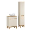Set mobilier baie Bali Cashmere, MDF, PAL melaminat, cashmir mat/stejar wotan, blat stejar wotan, L.60 cm, lavoar Pati, dulap inalt H.187 cm, SET-BAC B WOTAN 60CM UN PATI HC