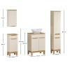 Set mobilier baie Bali Cashmere, MDF, PAL melaminat, cashmir mat/stejar wotan, blat stejar wotan, L.60 cm, lavoar Pati, dulap inalt H.187 cm, SET-BAC B WOTAN 60CM UN PATI HC LC