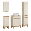 Set mobilier baie Bali Cashmere, MDF, PAL melaminat, cashmir mat/stejar wotan, blat stejar wotan, L.60 cm, lavoar Pati, dulap inalt H.187 cm, SET-BAC B WOTAN 60CM UN PATI HC LC