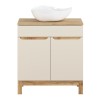 Set mobilier baie Bali Cashmere, MDF, PAL melaminat, cashmir mat/stejar wotan, blat stejar wotan, L.80 cm, lavoar Cloud, SET-BAC B WOTAN 80CM UN CLOUD