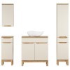 Set mobilier baie Bali Cashmere, MDF, PAL melaminat, cashmir mat/stejar wotan, blat stejar wotan, lavoar Cloud, L.80 cm, dulap inalt H.187 cm, SET-BAC B WOTAN 80CM UN CLOUD HC LC