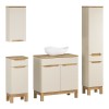 Set mobilier baie Bali Cashmere, MDF, PAL melaminat, cashmir mat/stejar wotan, blat stejar wotan, lavoar Cloud, L.80 cm, dulap inalt H.187 cm, SET-BAC B WOTAN 80CM UN CLOUD HC LC