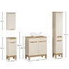 Set mobilier baie Bali Cashmere, MDF, PAL melaminat, cashmir mat/stejar wotan, blat stejar wotan, lavoar Cloud, L.80 cm, dulap inalt H.187 cm, SET-BAC B WOTAN 80CM UN CLOUD HC LC