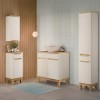 Set mobilier baie Bali Cashmere, MDF, PAL melaminat, cashmir mat/stejar wotan, blat stejar wotan, lavoar Cloud, L.80 cm, dulap inalt H.187 cm, SET-BAC B WOTAN 80CM UN CLOUD HC LC