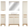 Set mobilier baie Bali Cashmere, MDF, PAL melaminat, cashmir mat/stejar wotan, blat stejar wotan, L.80 cm, lavoar Cloud, dulap inalt H.187 cm si dulap cu oglinda, SET-BAC B WOTAN 80CM UN CLOUD HC MC