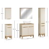 Set mobilier baie Bali Cashmere, MDF, PAL melaminat, cashmir mat/stejar wotan, blat stejar wotan, L.80 cm, lavoar Cloud, dulap inalt H.187 cm si dulap cu oglinda, SET-BAC B WOTAN 80CM UN CLOUD HC MC
