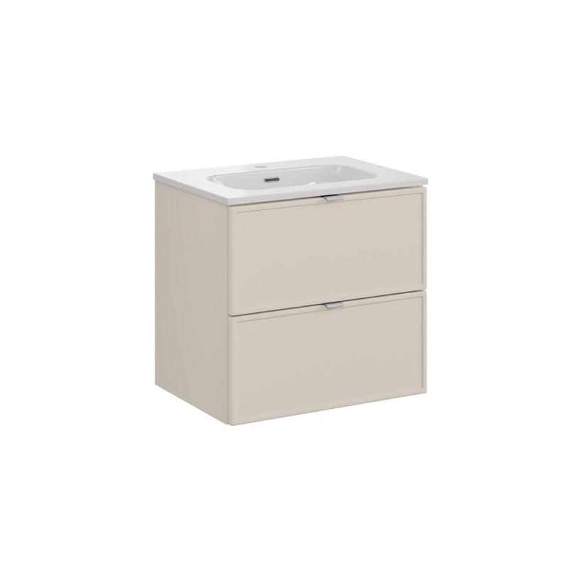 Set mobilier baie Bella Cashmere, MDF, PAL melaminat, cashmir mat, L.60 cm, lavoar Fly, SET-BC 60CM FLY