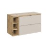 Set mobilier baie Bella Cashmere, MDF, PAL melaminat, cashmir mat, blat stejar artizan, L.100 cm, SET-BC B ARTISAN 100CM R