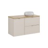 Set mobilier baie Bella Cashmere, MDF, PAL melaminat, cashmir mat, blat stejar artizan, L.100 cm, SET-BC B ARTISAN 100CM UN WIKI WH