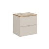Set mobilier baie Bella Cashmere, MDF, PAL melaminat, cashmir mat, blat stejar artizan, L.60 cm, SET-BC B ARTISAN 60CM