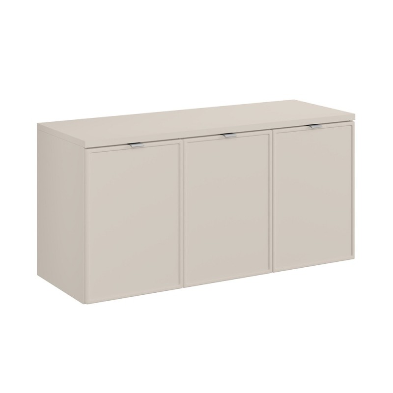 Set mobilier baie Bella Cashmere, MDF, PAL melaminat, cashmir mat, blat stejar artizan, L.120 cm, SET-BC B CASHMERE 120CM