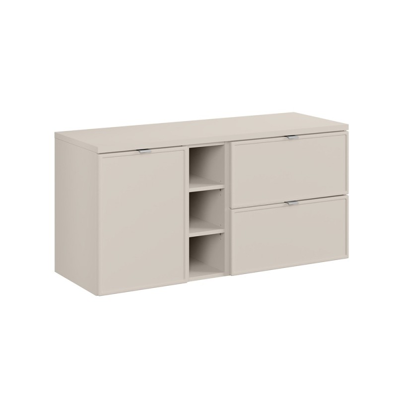 Set mobilier baie Bella Cashmere, MDF, PAL melaminat, cashmir mat, blat cashmir mat, L.120 cm, SET-BC B CASHMERE 120CM LB