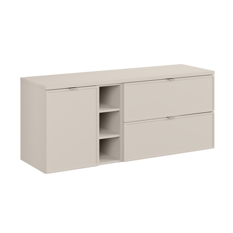 Set mobilier baie Bella Cashmere, MDF, PAL melaminat, cashmir mat, blat cashmir mat, L.140 cm, SET-BC B CASHMERE 140CM LB