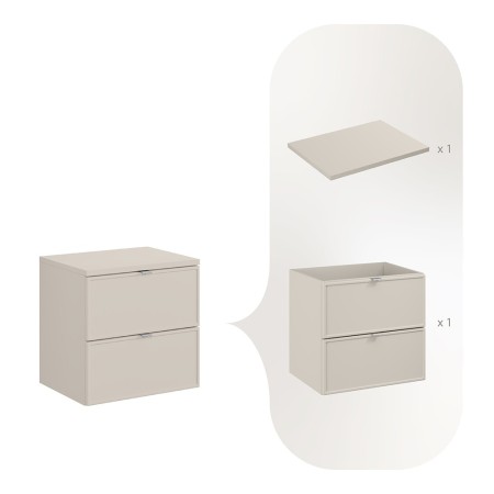 Set mobilier baie Bella Cashmere, MDF, PAL melaminat, cashmir mat, blat cashmir mat, L.60 cm, SET-BC B CASHMERE 60CM