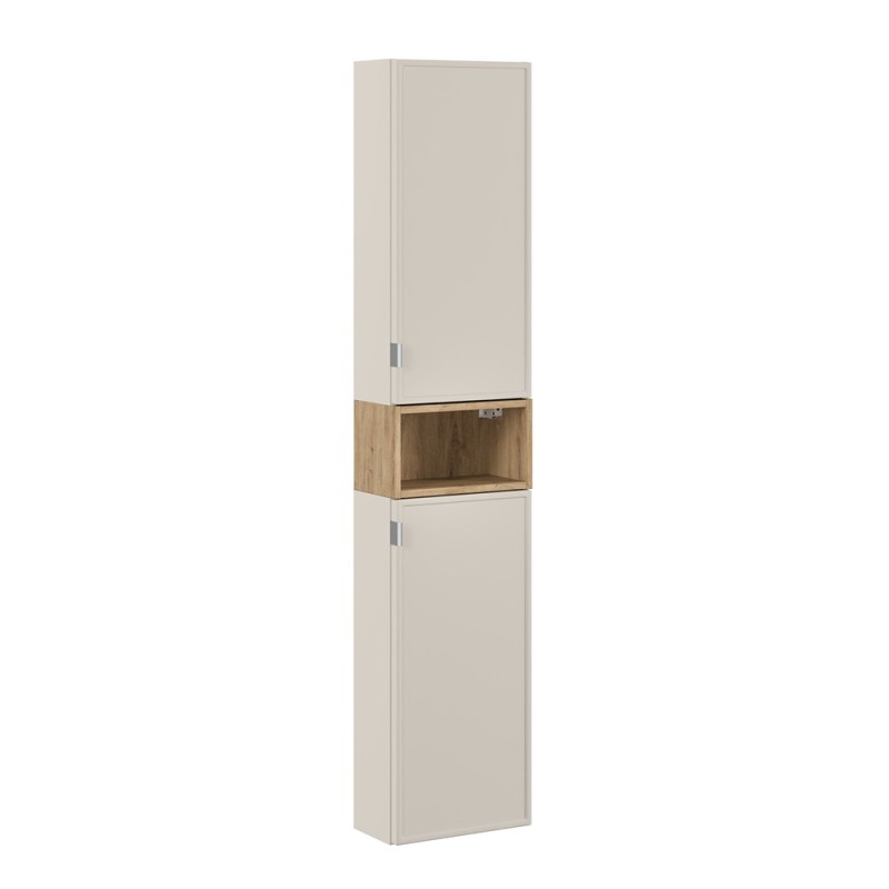 Dulap inalt Bella Cashmere, MDF, PAL melaminat, cashmir mat, 2 usi, 1 raft, H.170 cm, SET-BC HIGH CABINET