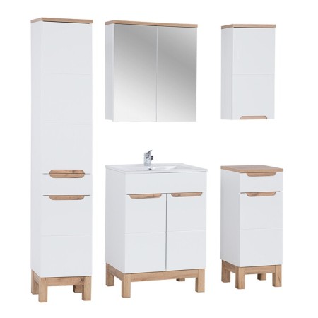Set mobilier baie Bali White, MDF, PAL melaminat, alb, L.60 cm, dulap inalt H.187 cm, SET-BW LAVA 60CM 1